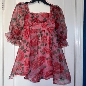 Pink Floral Mini Dress